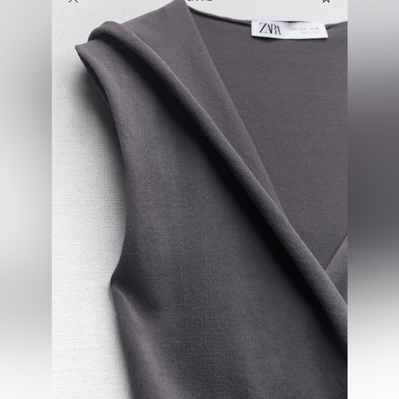 Zara Cropped Grey Wrap Top - Picture 8 of 10